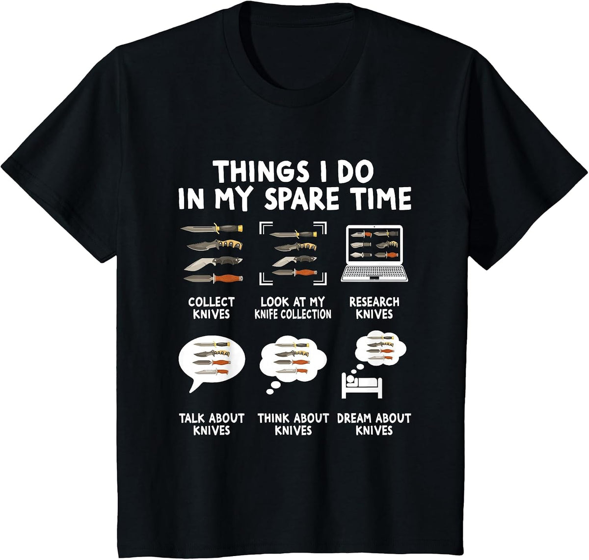 Knife Collector Maker Bladesmith Blacksmith Knives Forging T-Shirt - Black