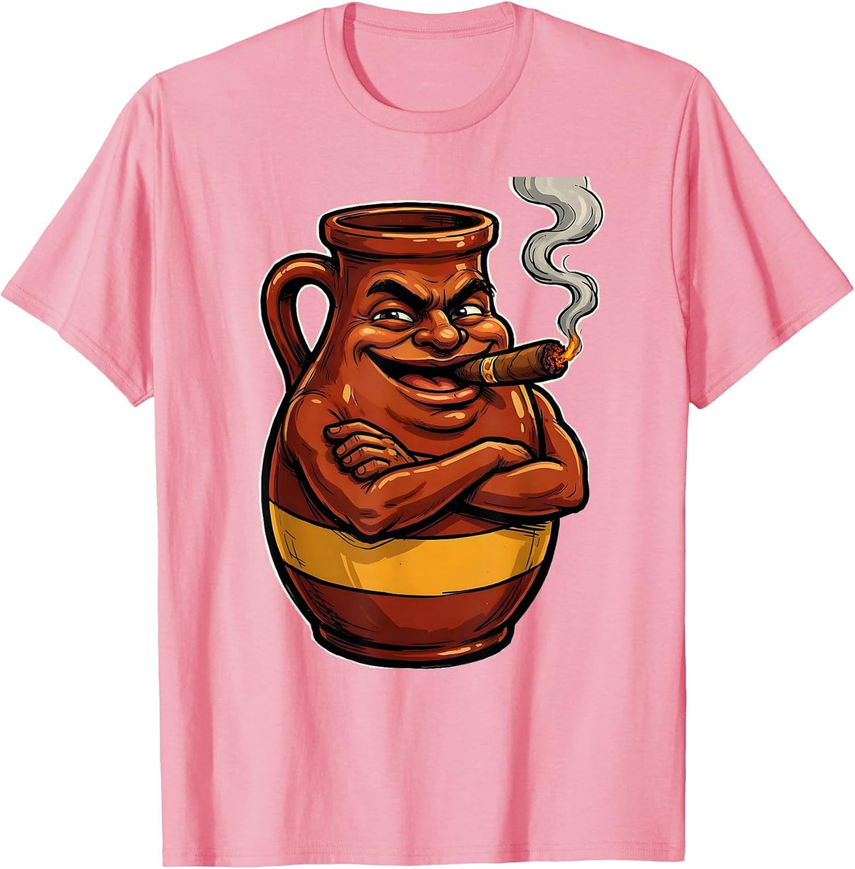 Men's BBQ Sauce Jug Smoking Cigar Funny Condiment Art T-Shirt - Pink