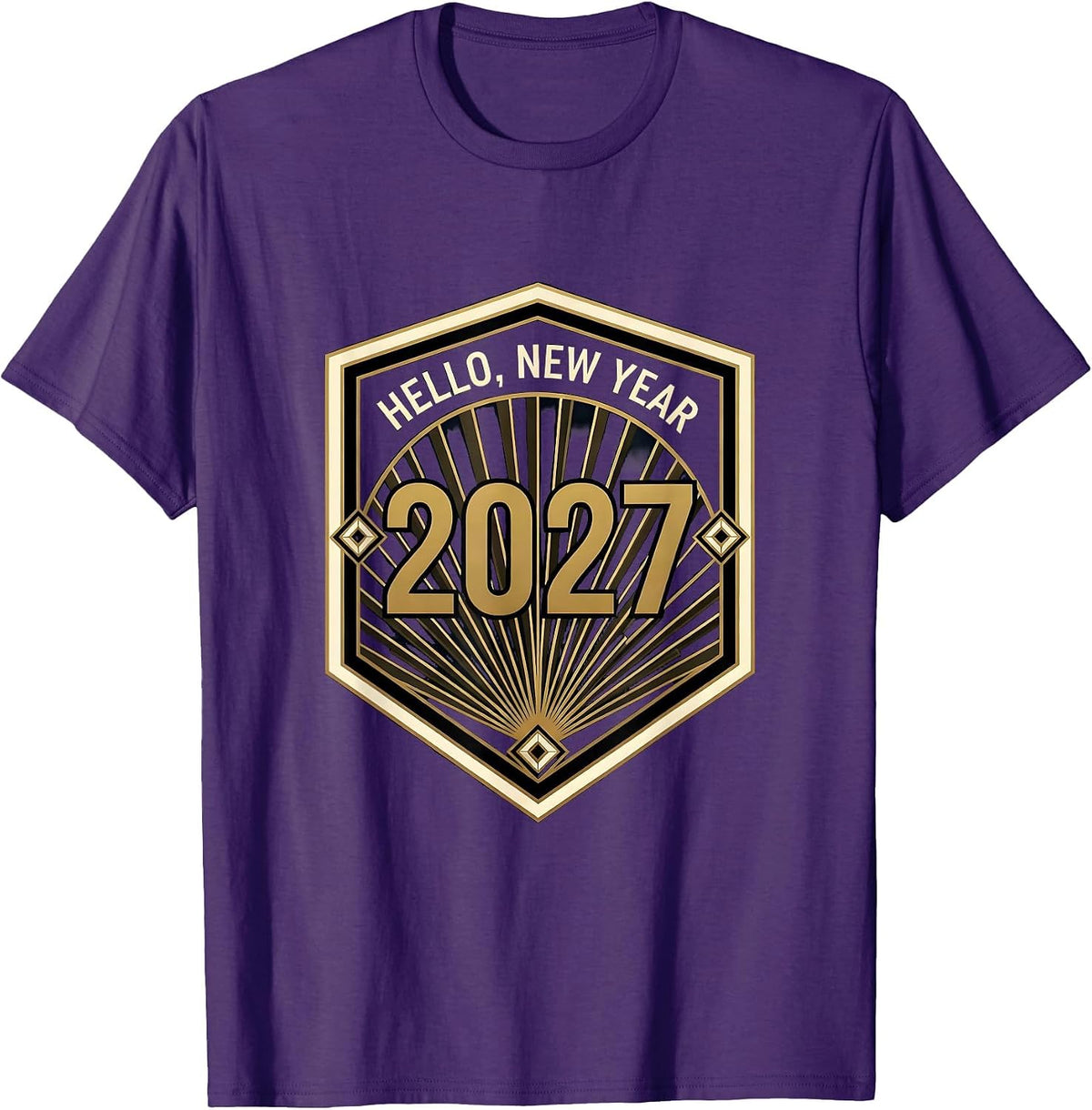 Men's Hello, New Year 2027 Art Deco Party Host Family Matching T-Shirt - Purple