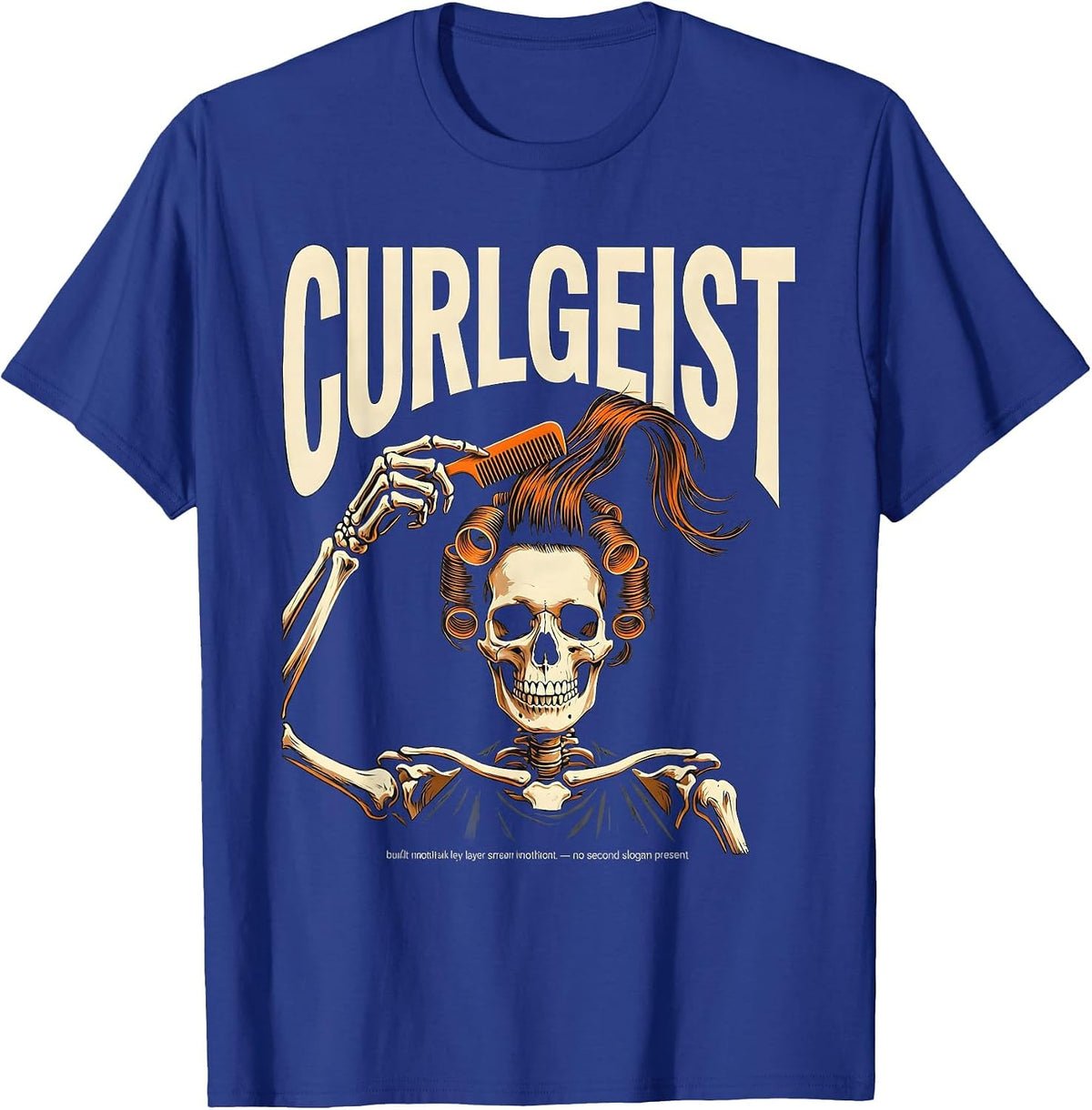 Men's Curlgeist Funny Skeleton Hairstylist Barber Halloween T-Shirt - Royal Blue