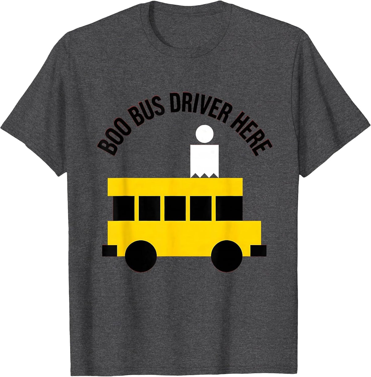 Boo Crew Bus Driver Halloween Design T-Shirt - Dark Heather Grey