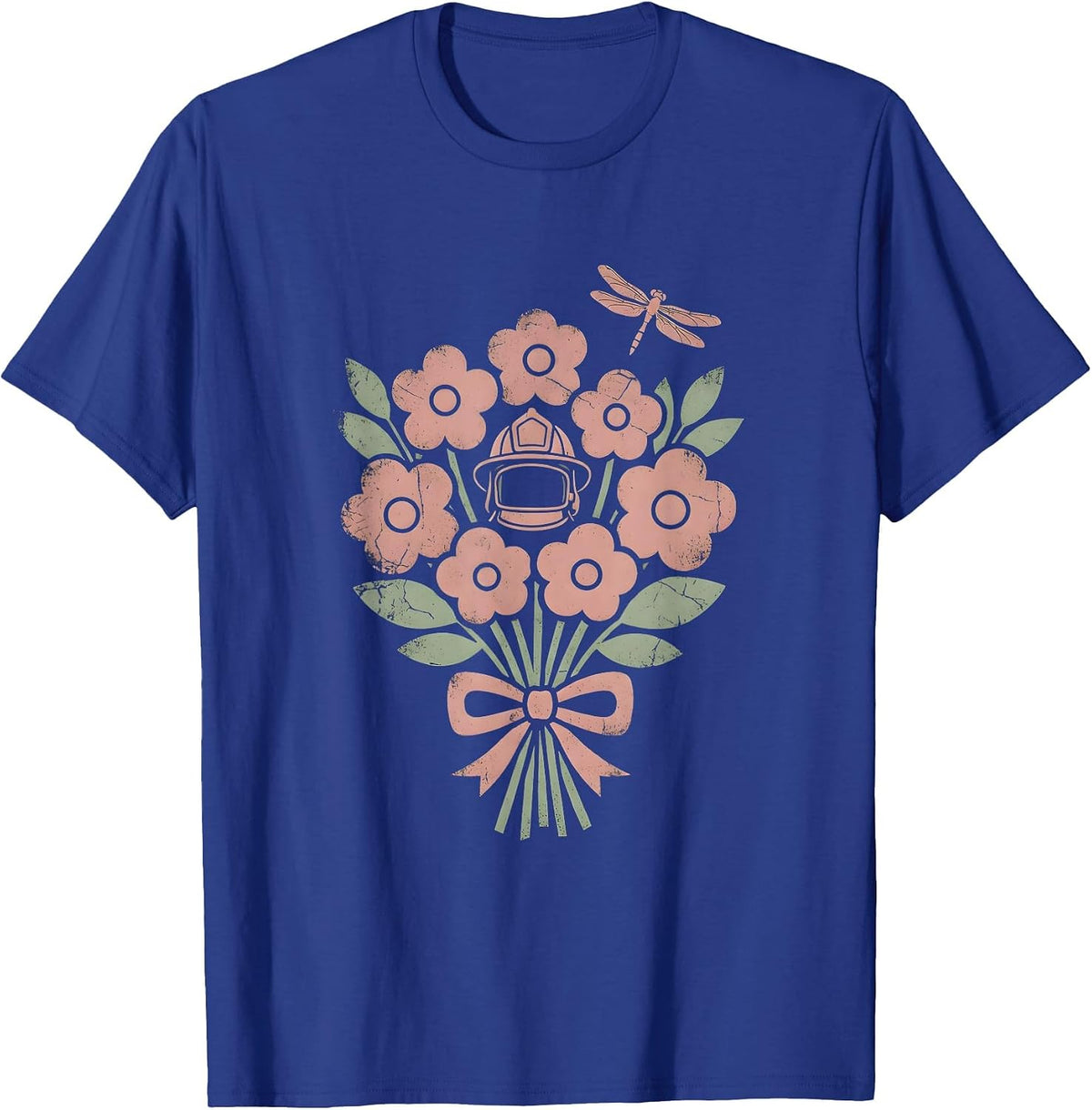 Labor Day Firefighter Helmet Graphic Tee T-Shirt - Royal Blue