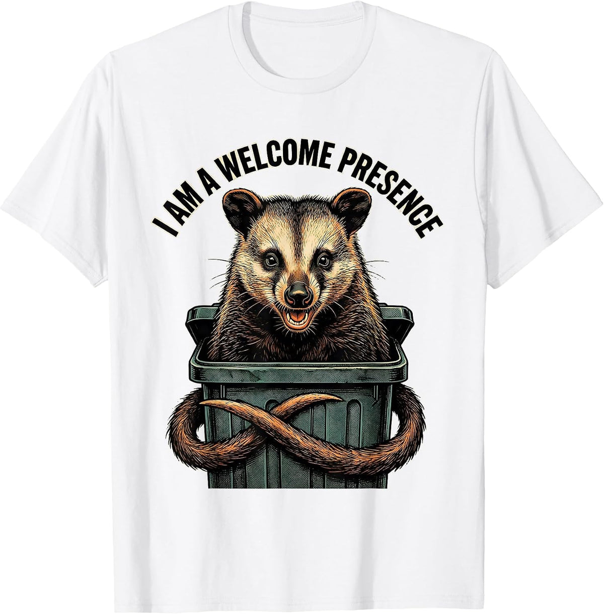 Men's I Am A Welcome Presence Funny Opossum Possum Lover Gift T-Shirt - White