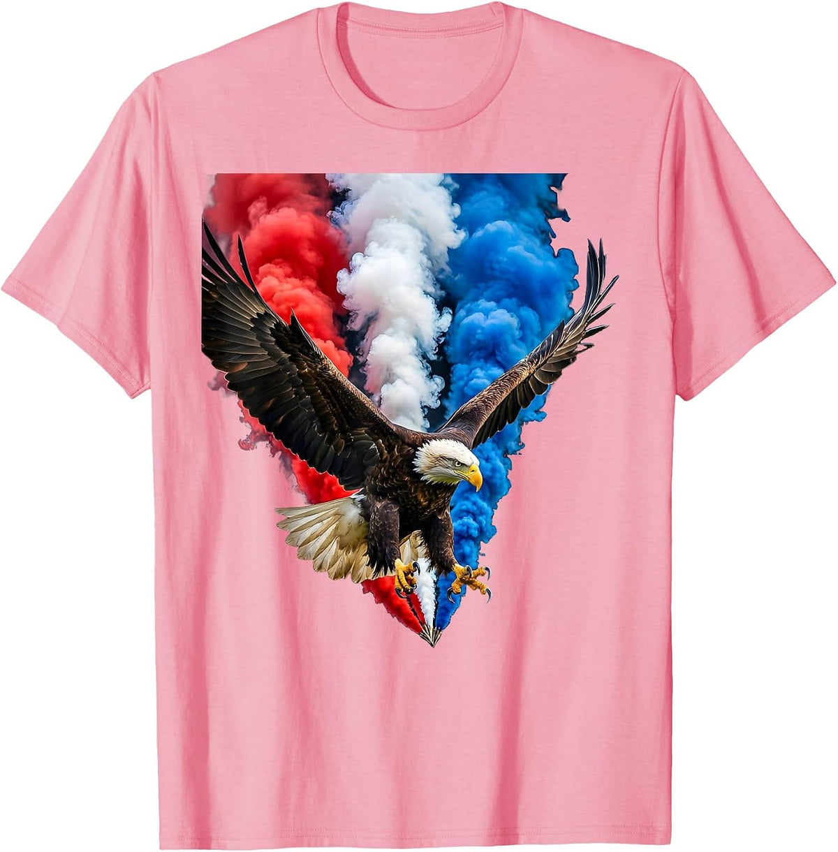Eagle Diving Talons Out Patriotic Graphic T-Shirt - Pink