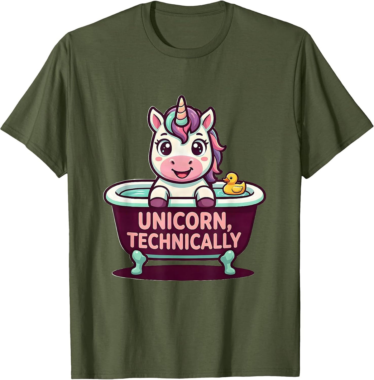 Unicorn, Technically Cute Kawaii Funny Unicorn Lover Gift T-Shirt - Olive Green