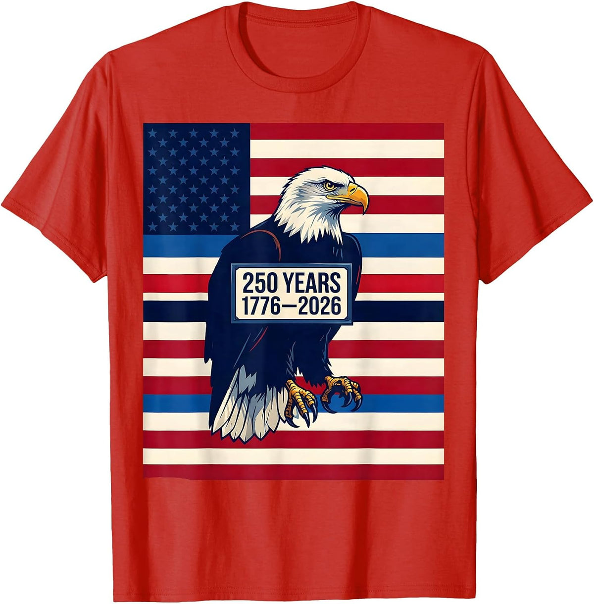 Men's 250 Years · 1776–2026 Geometric Eagle Flag USA 250th T-Shirt - Red