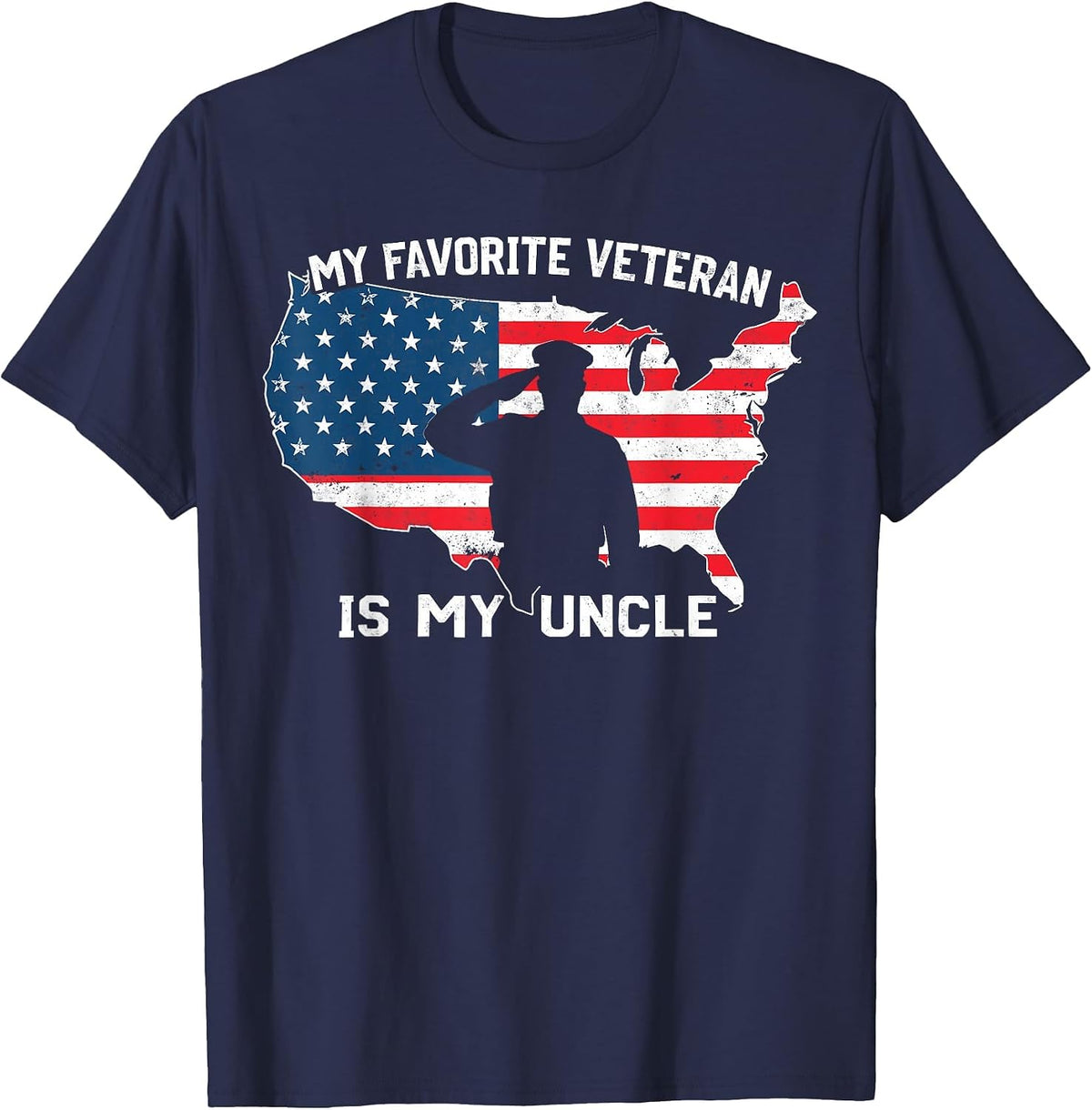 My Favorite Veteran is My Uncle US Flag Veterans Day Tee T-Shirt - Navy Blue