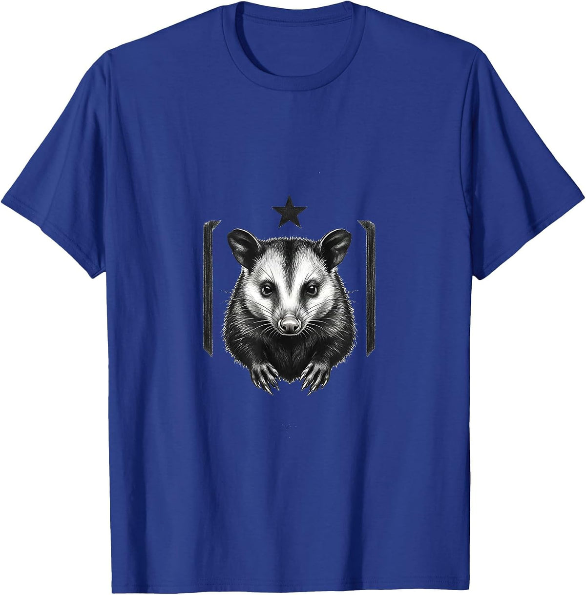 Opossum Bust Minimalist Animal Meme Humor T-Shirt - Royal Blue