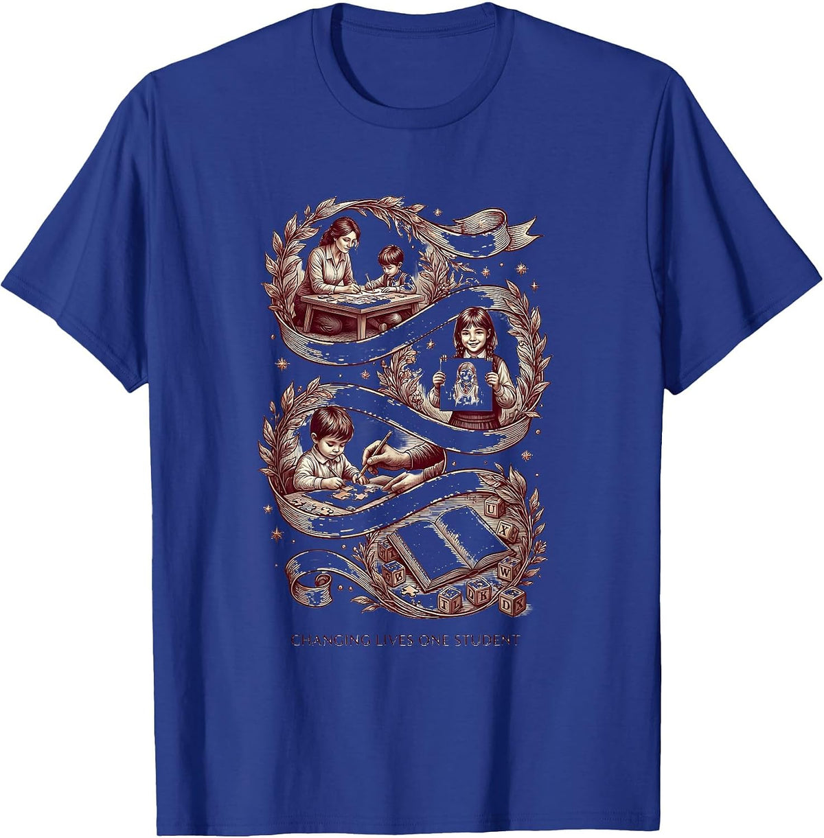 Men's Changing Lives One Student Special Education Teacher T-Shirt - Royal Blue