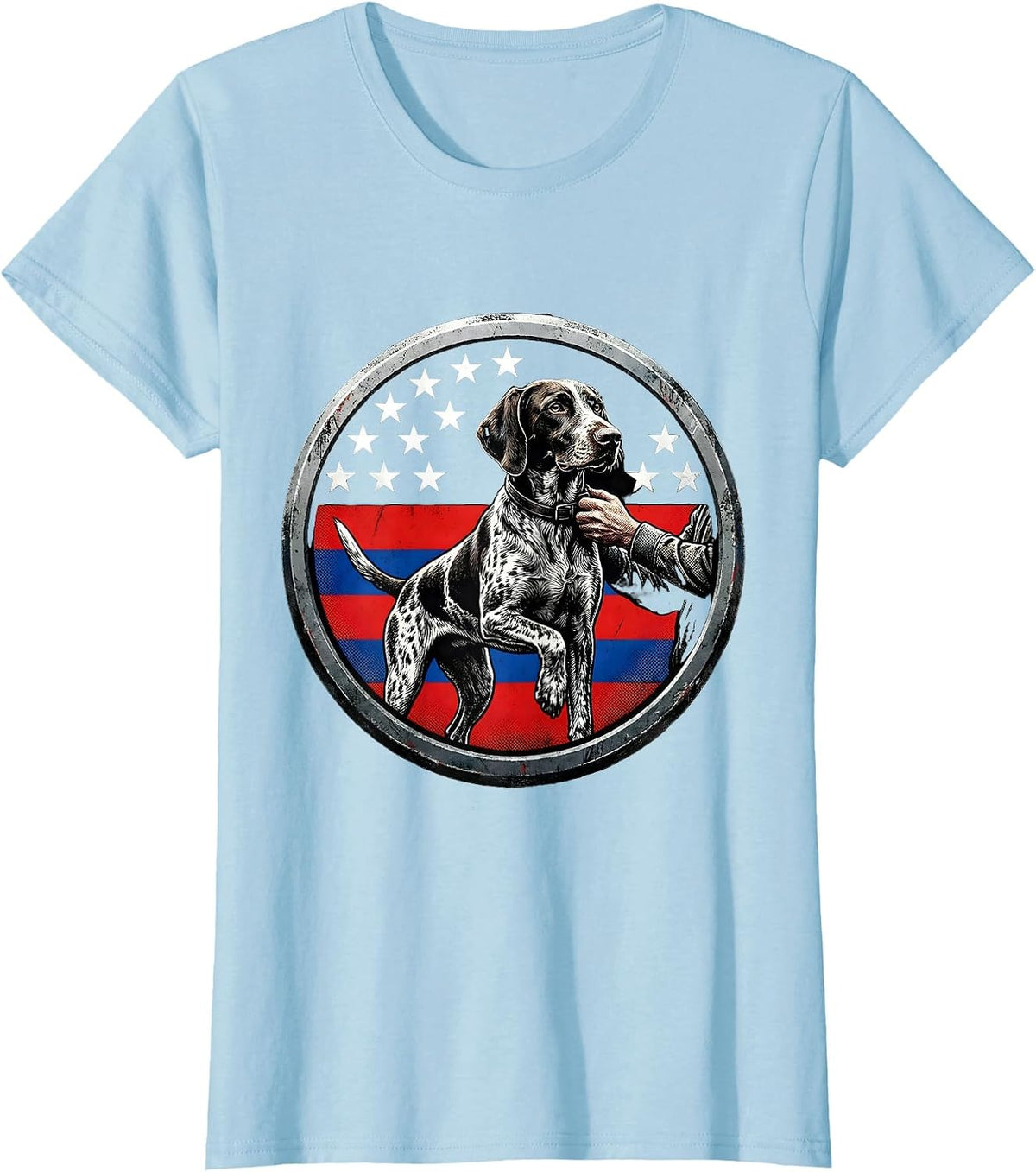 German Shorthaired Pointer Patriotic Dog Lover Shield T-Shirt - Baby Blue