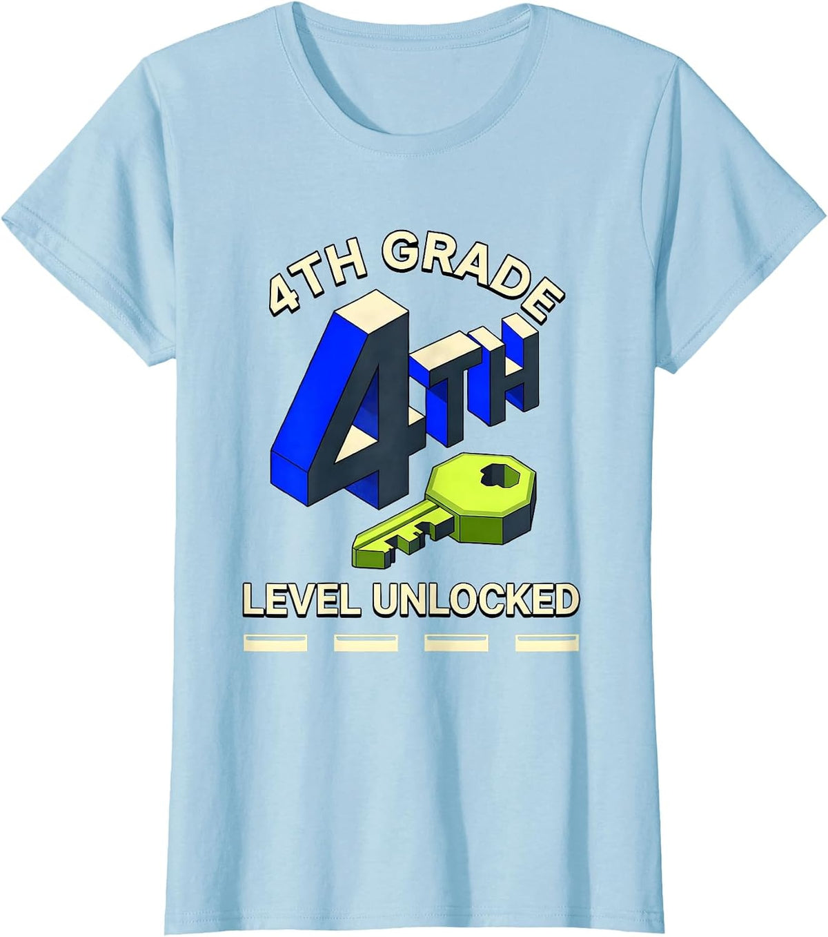 4th Grade Level Unlocked Gamer Back To School Boys T-Shirt - Baby Blue