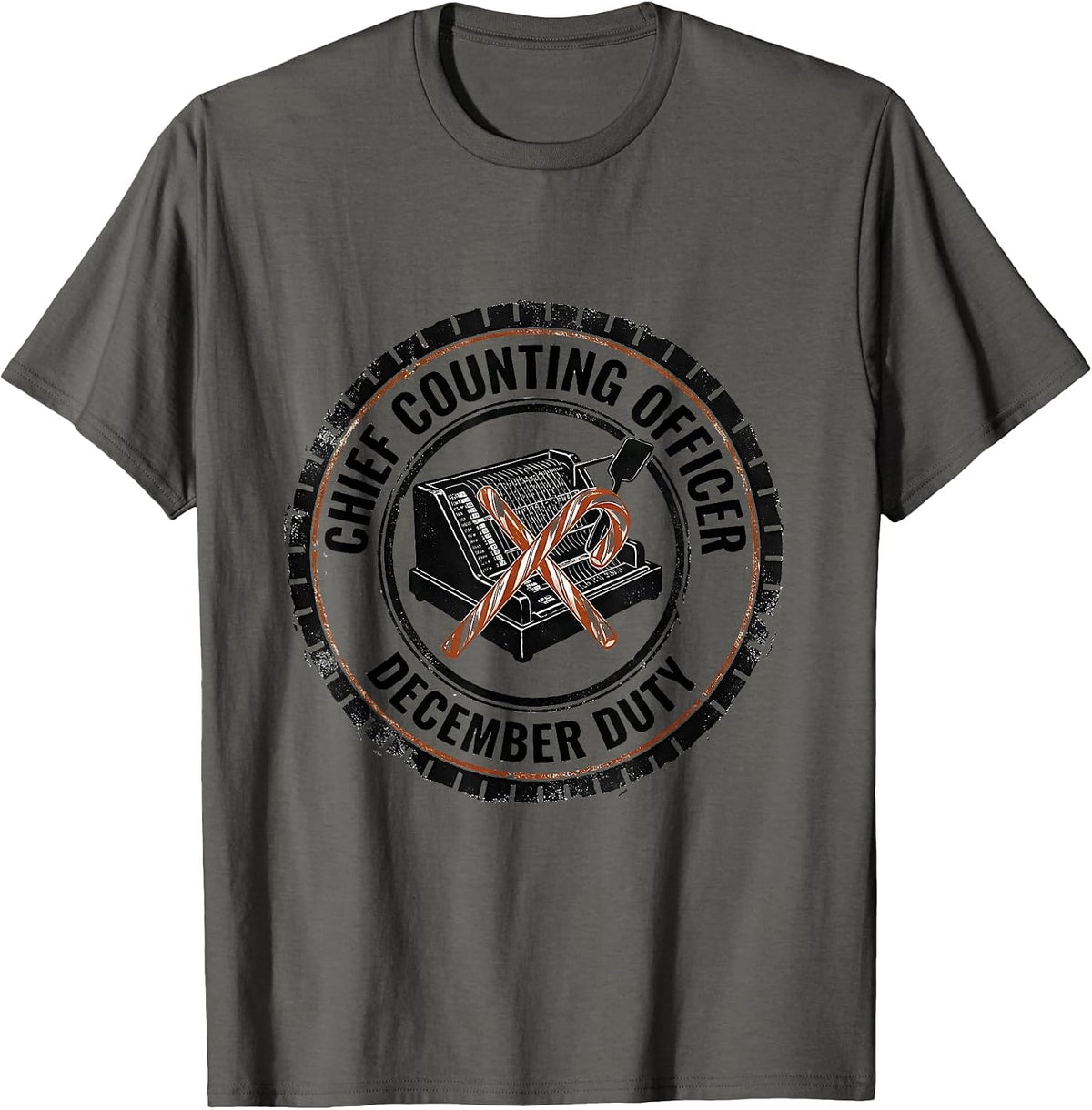 Chief Counting Officer December Duty Funny Pharmacy Squad T-Shirt - Asphalt Grey