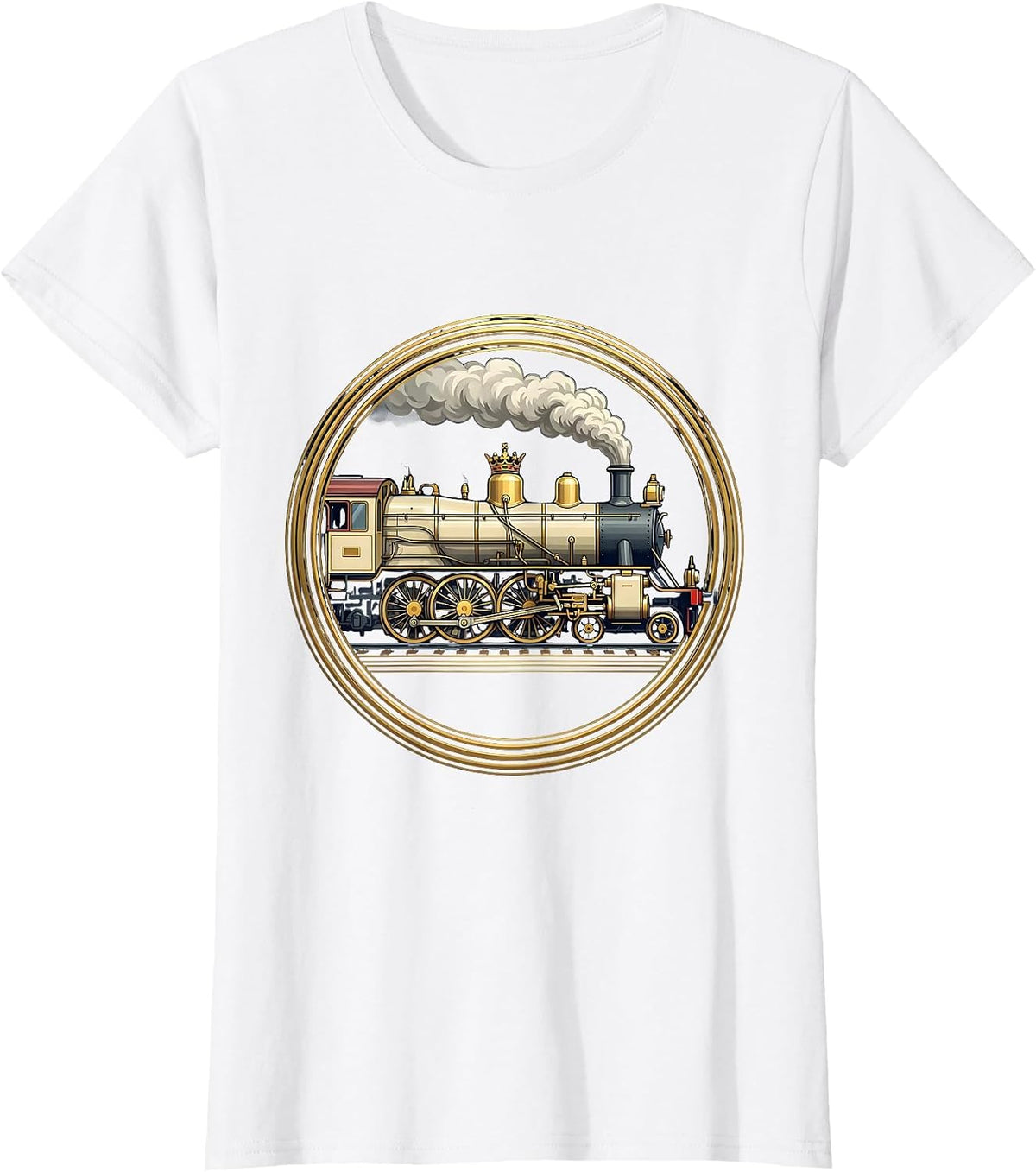 Women's Heraldic Big Boy 4014 Steam Locomotive Enthusiast Retro T-Shirt - White