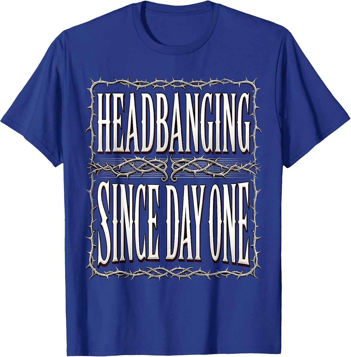 Headbanging Since Day One Rock N Roll Design T-Shirt - Royal Blue