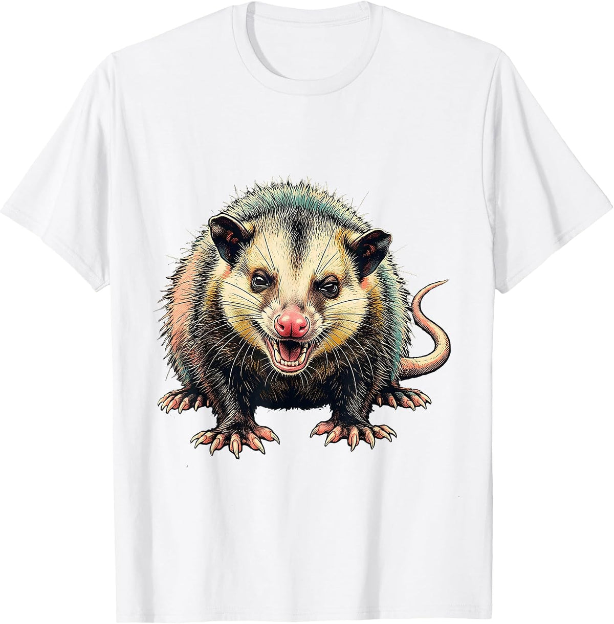 Men's Low Sprawled Opossum Funny Animal Meme Humor T-Shirt - White