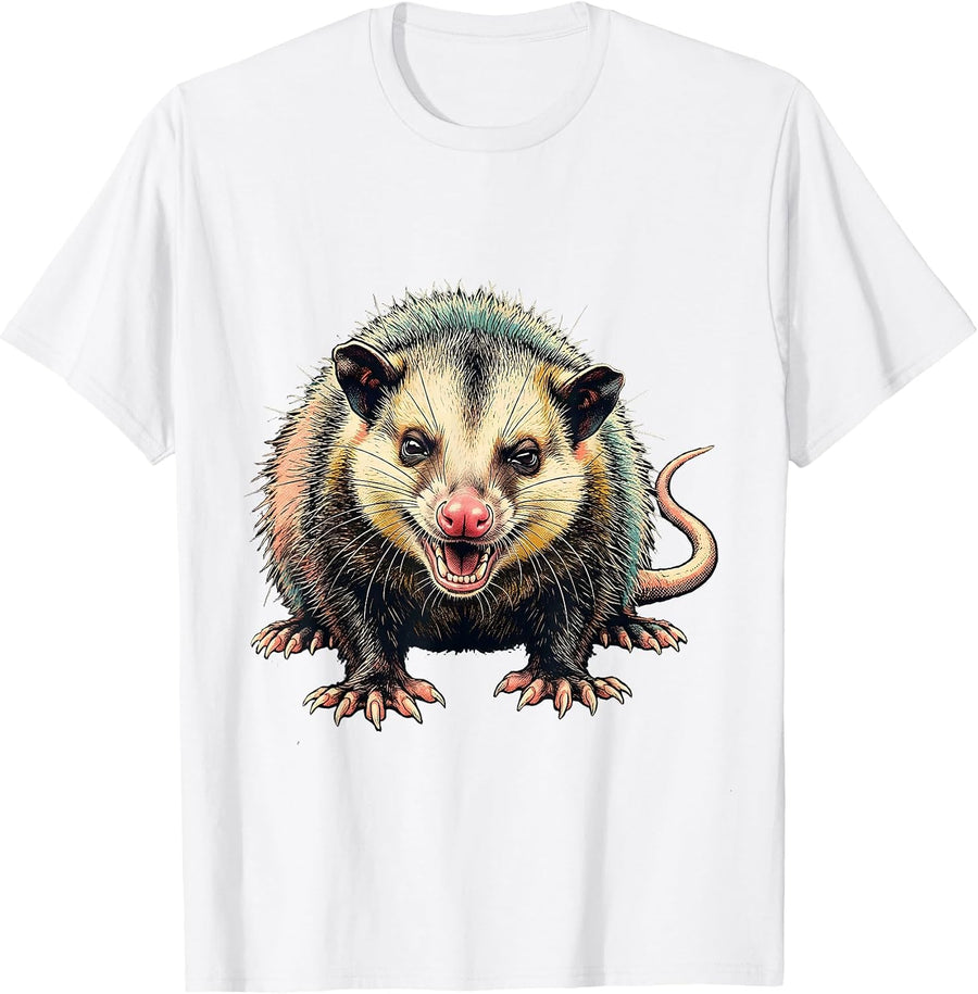 Men's Low Sprawled Opossum Funny Animal Meme Humor T-Shirt - White