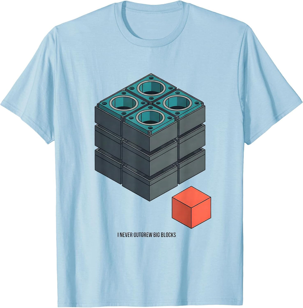I Never Outgrew Big Blocks Funny Mechanic Garage Motor T-Shirt - Baby Blue