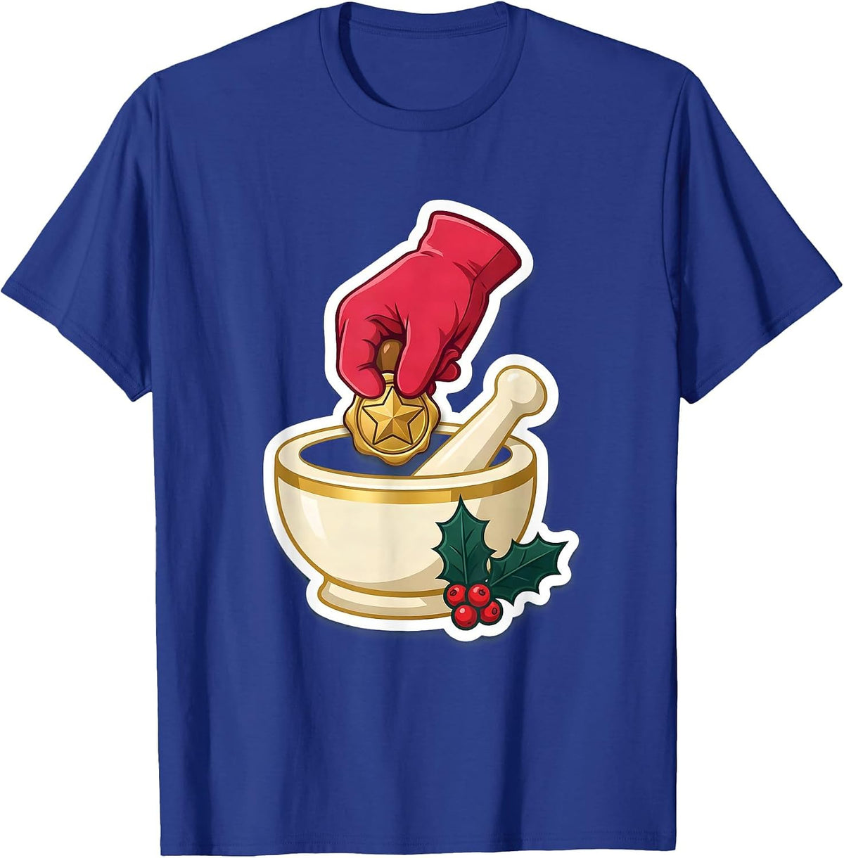 Mortar And Pestle Pharmacy Tech Christmas Squad Humor T-Shirt - Royal Blue