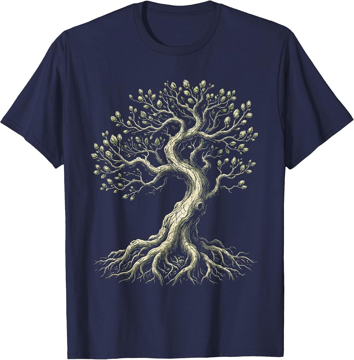 Men's Suicide Awareness Storm-Beaten Tree New Buds Design T-Shirt - Navy Blue