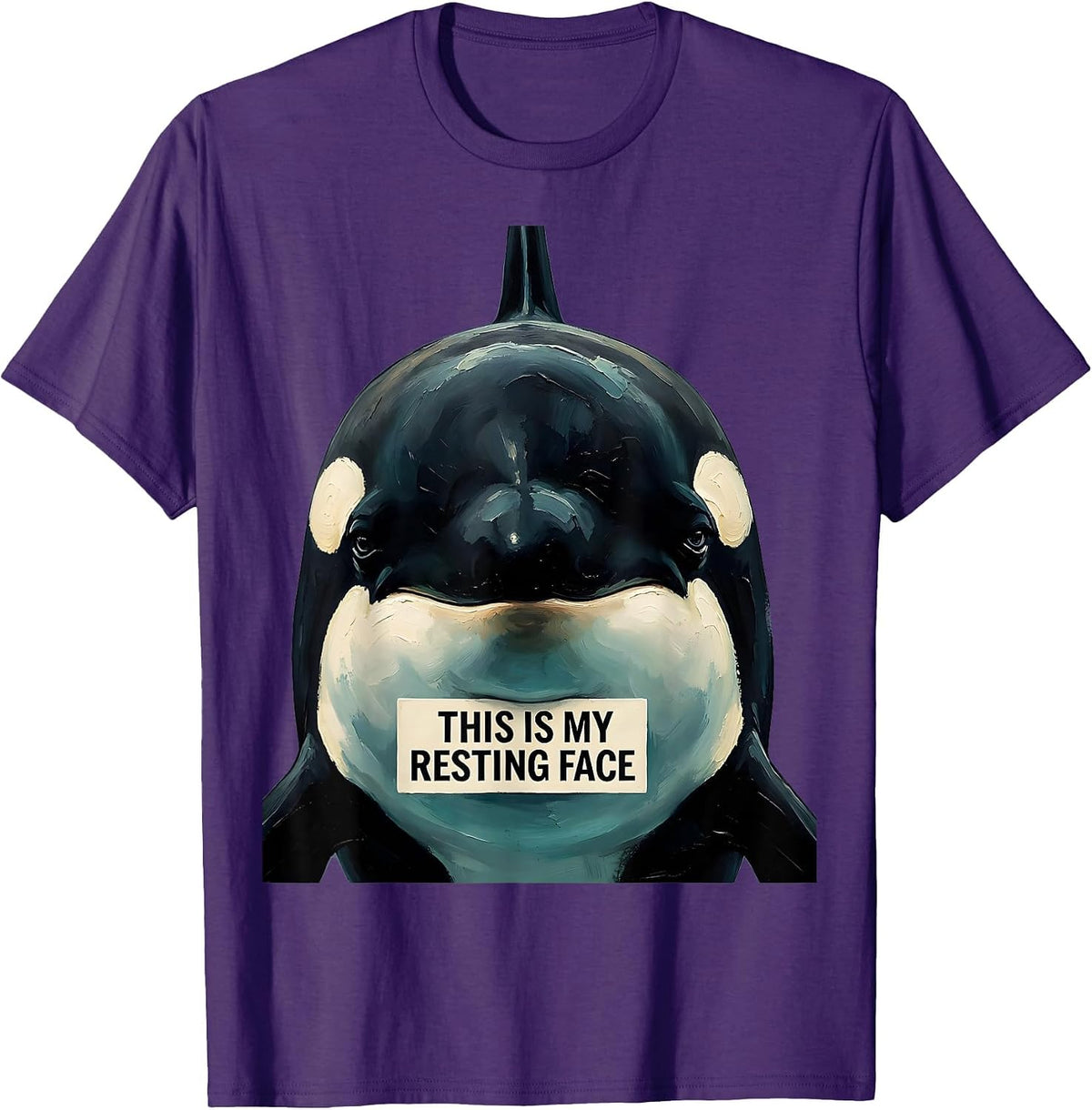 Men's This Is My Resting Face Funny Orca Whale Ocean Animal Lover T-Shirt - Purple