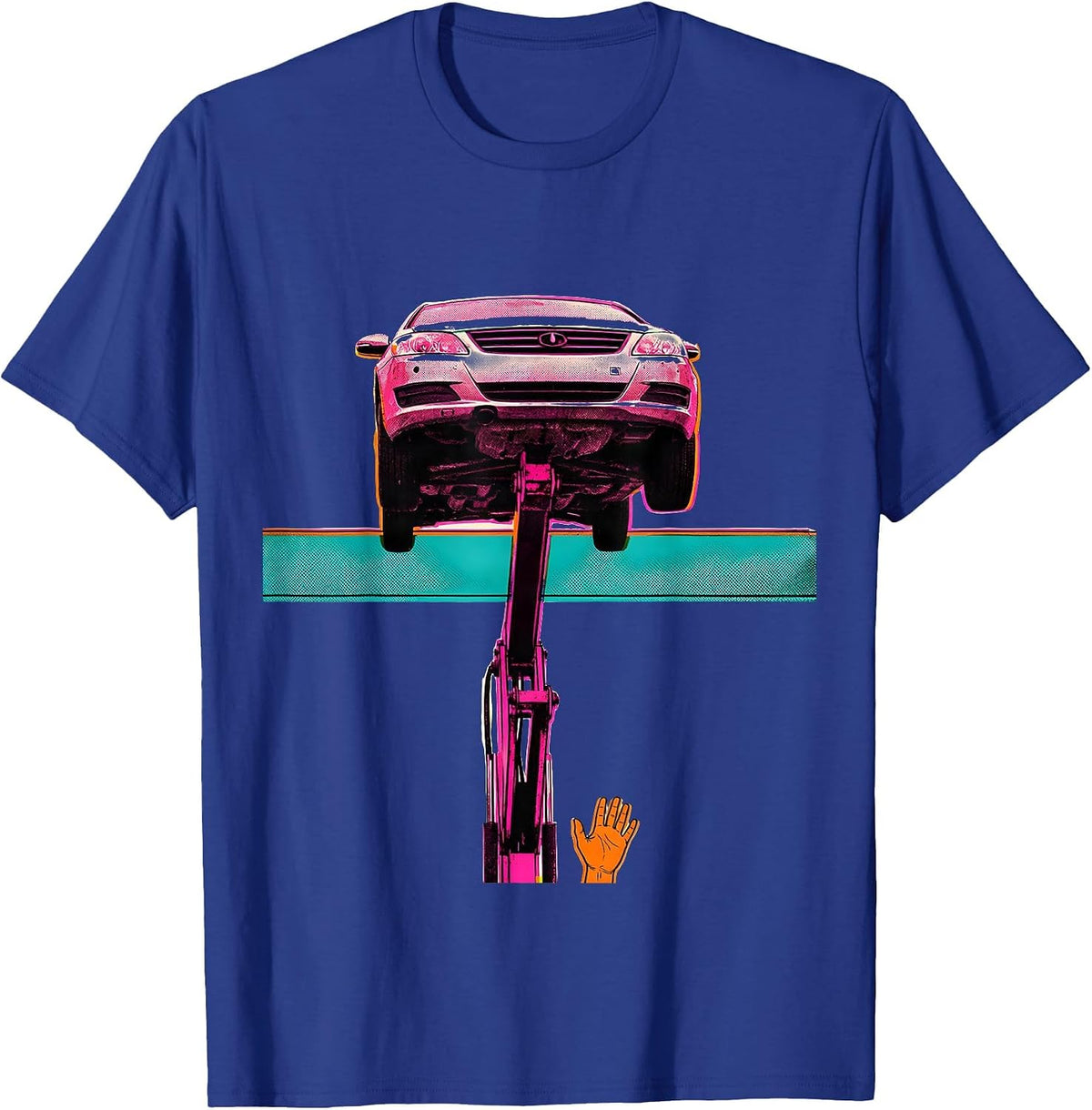 Men's Mechanical Hydraulic Lift Workplace Humor Auto Repair T-Shirt - Royal Blue