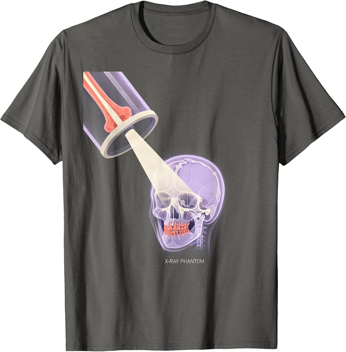 X-Ray Phantom Funny Radiology Tech Halloween Ghost Humor T-Shirt - Asphalt Grey