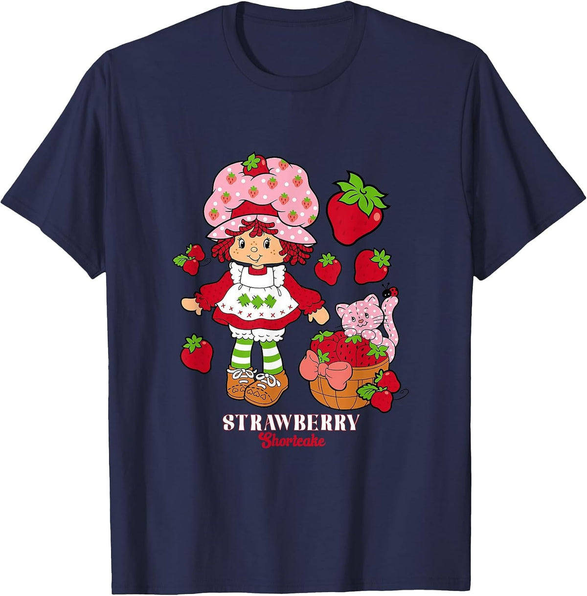 Strawberry Shortcake & Kitty Custard Vintage T-Shirt - Navy Blue