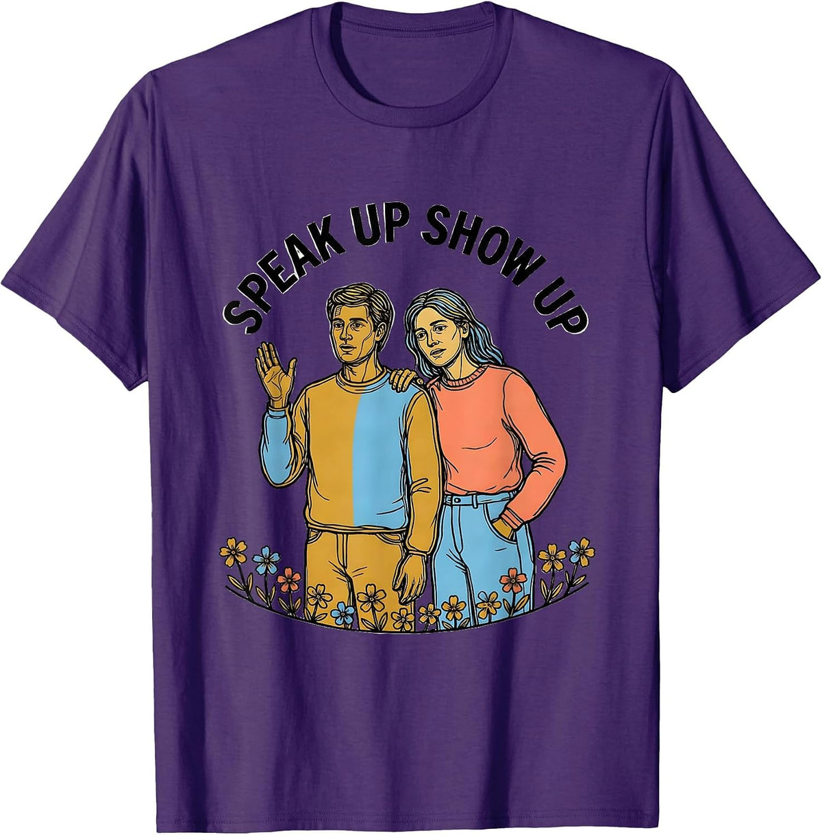 Men's Speak Up Show Up Suicide Prevention Awareness T-Shirt - Purple