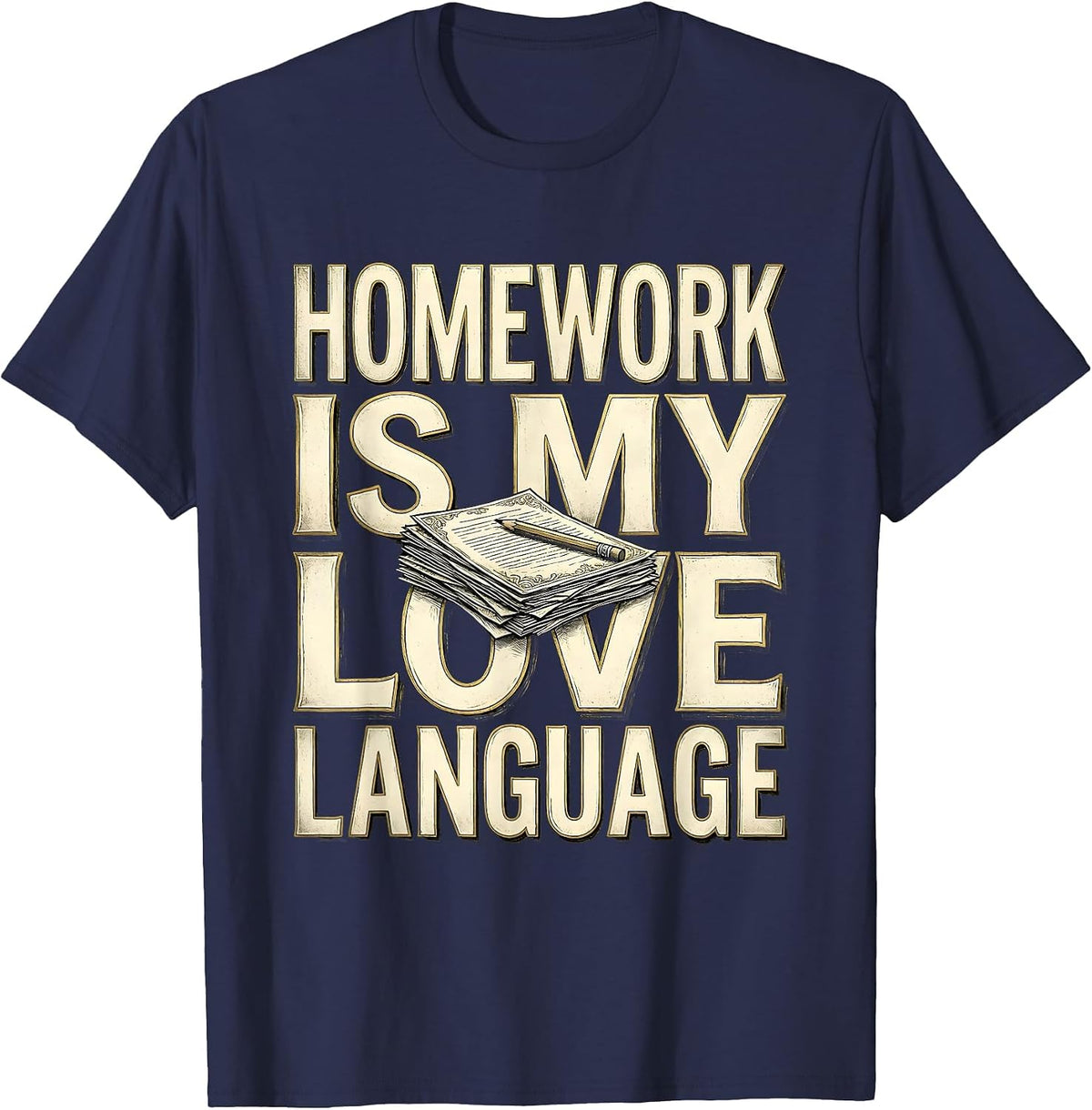 Homework Is My Love Language 5th Grade Teacher T-Shirt - Navy Blue