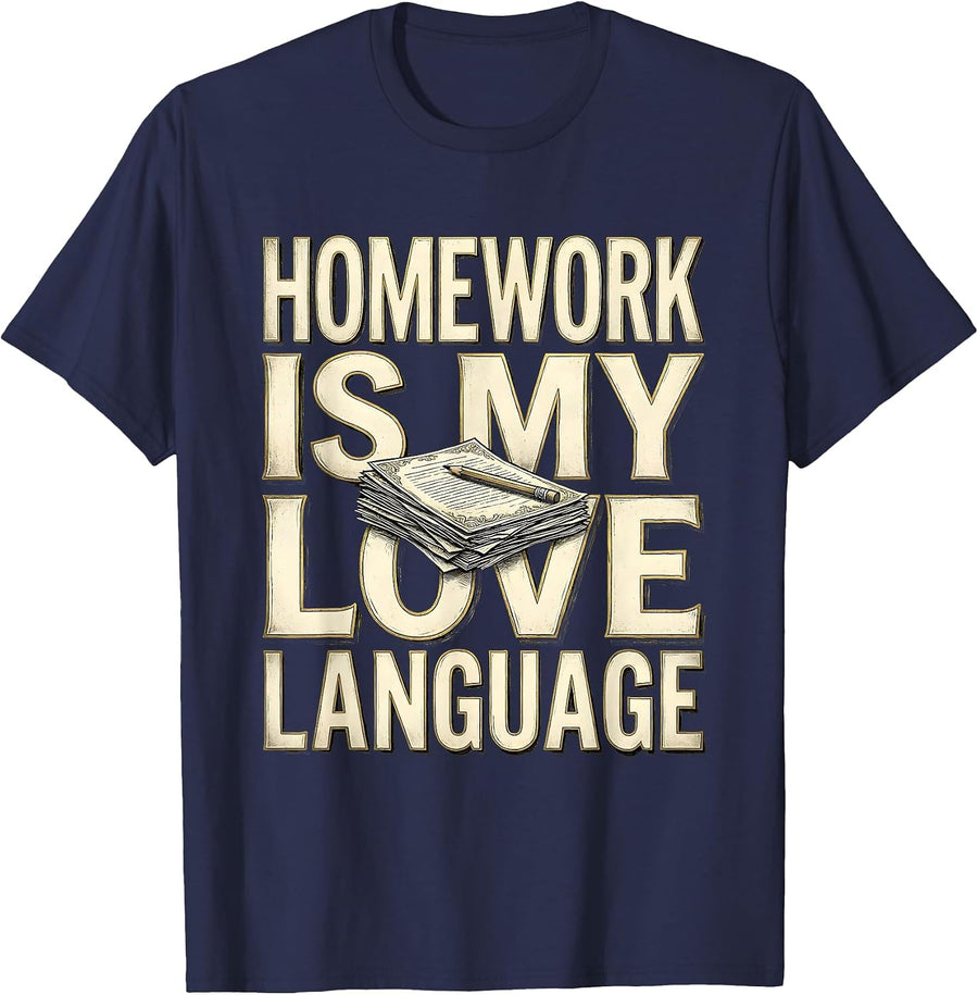 Homework Is My Love Language 5th Grade Teacher T-Shirt - Navy Blue