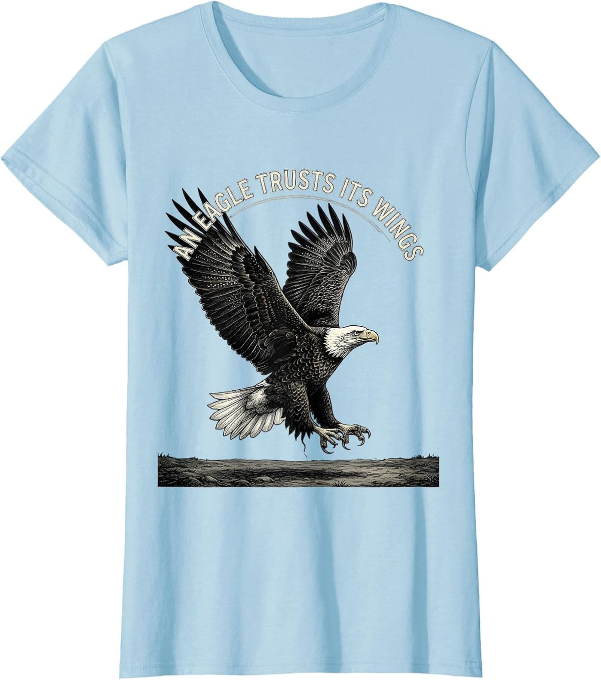 Women's An Eagle Trusts Its Wings Patriotic Eagle Wildlife Design T-Shirt - Baby Blue