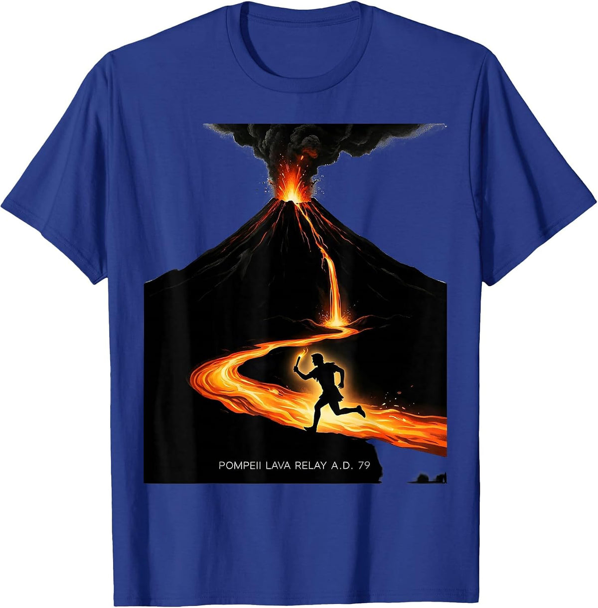 Pompeii Lava Relay A.D. 79 Funny Volcano History Geography T-Shirt - Royal Blue