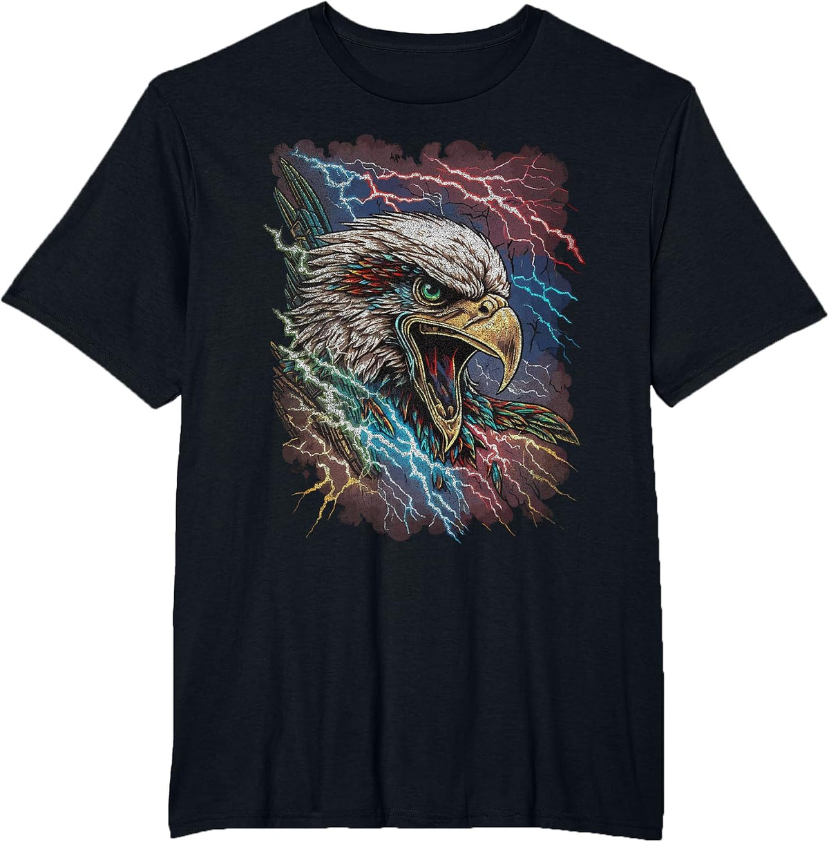 Vintage 90 Eagle Lightning Graphic T-Shirt - Black