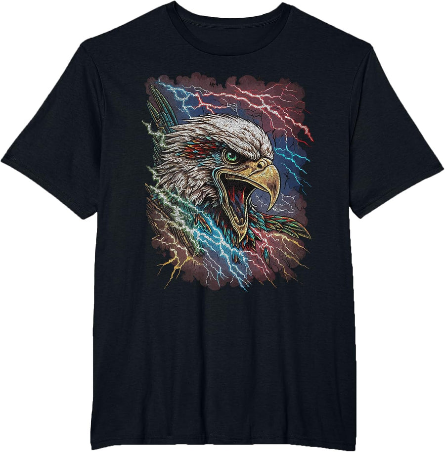 Vintage 90 Eagle Lightning Graphic T-Shirt - Black
