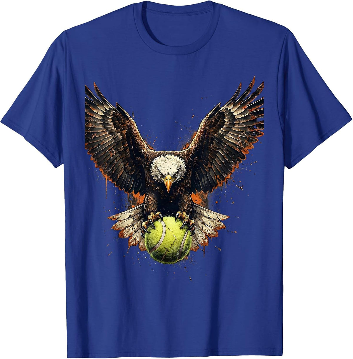 Eagle Snatching Tennis Ball Mid-Flight Graphic T-Shirt - Royal Blue