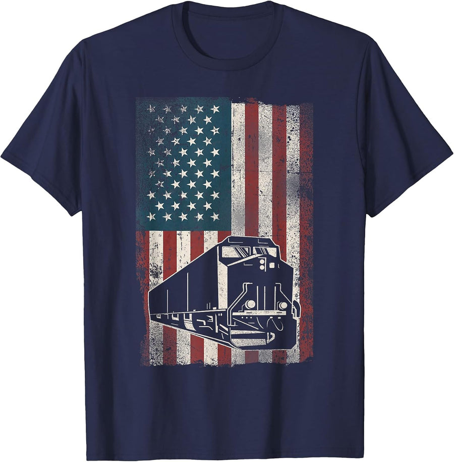 Freight Diesel Train Driver Trainspotting Locomotive T-Shirt - Navy Blue