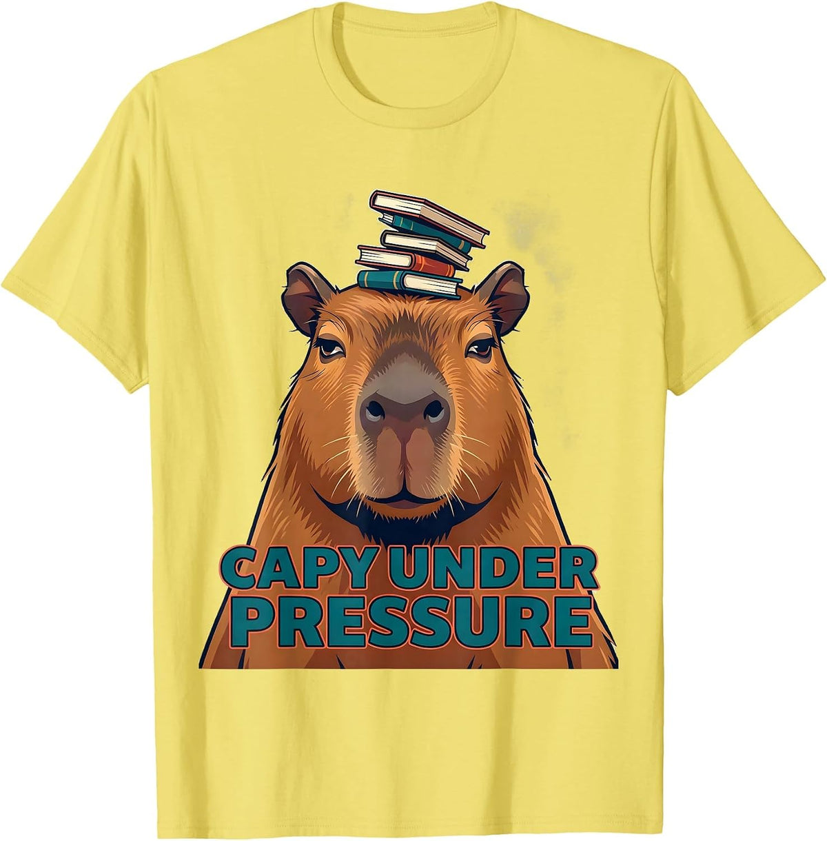 Men's Capy Under Pressure Funny Capybara Meme Animal Humor T-Shirt - Lemon Yellow