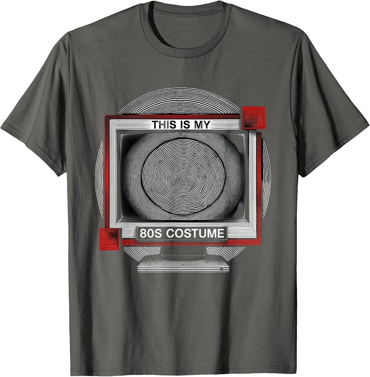 Men's This Is My 80s Costume Op Art Moiré Vintage Party T-Shirt - Asphalt Grey