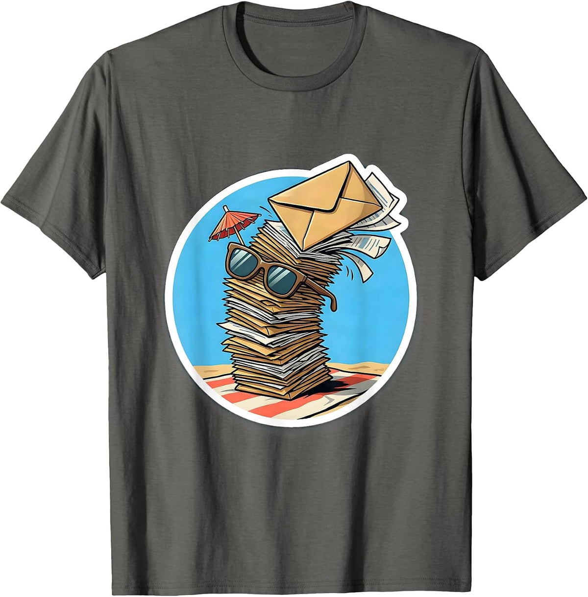 Labor Day Overflowing Inbox Beach Sarcasm T-Shirt - Asphalt Grey
