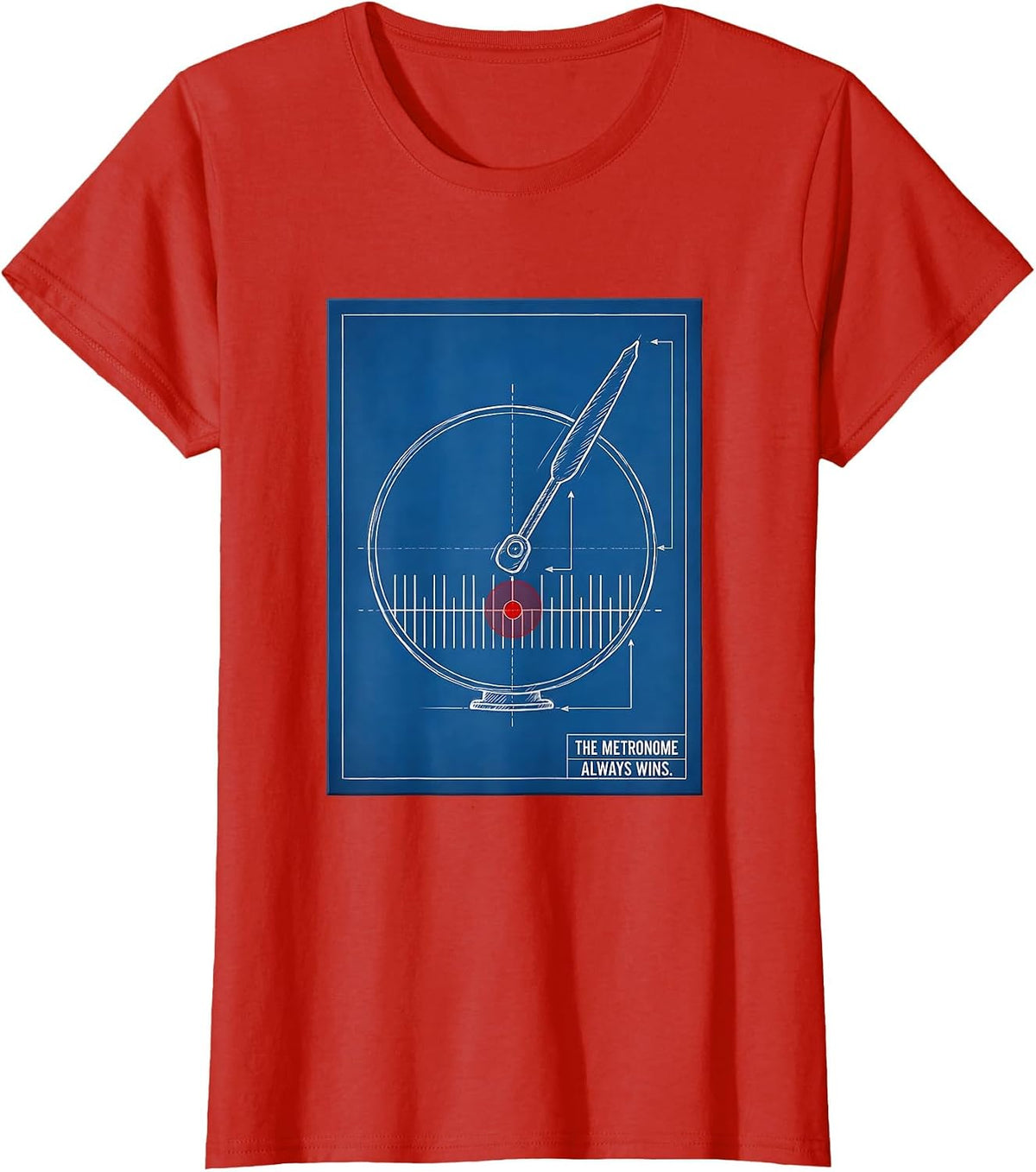 Women's The Metronome Always Wins Funny Music Lover Drummer Gift T-Shirt - Red