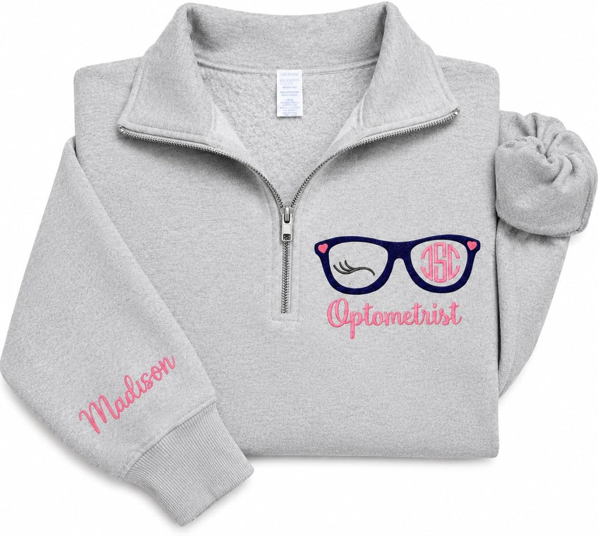 LOVELYPOD Personalized Embroidered Nurse Quater Zip Sweatshirt, Custom Medical Jacket Gift for Nurse, Doctor Graduation - A1