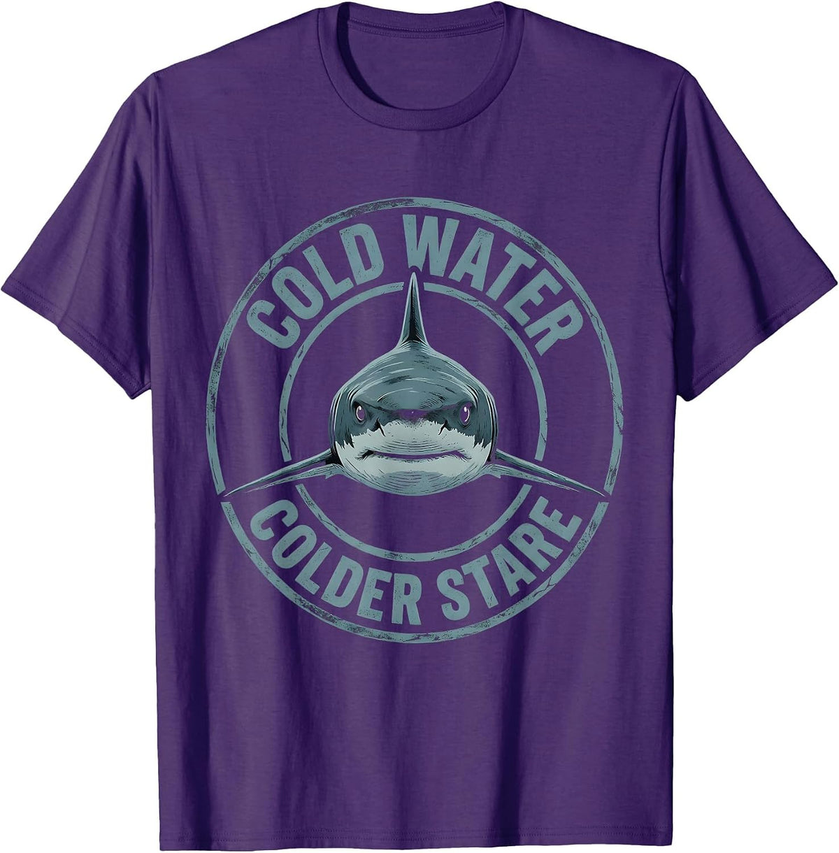 Cold Water Colder Stare Shark Graphic Design T-Shirt - Purple