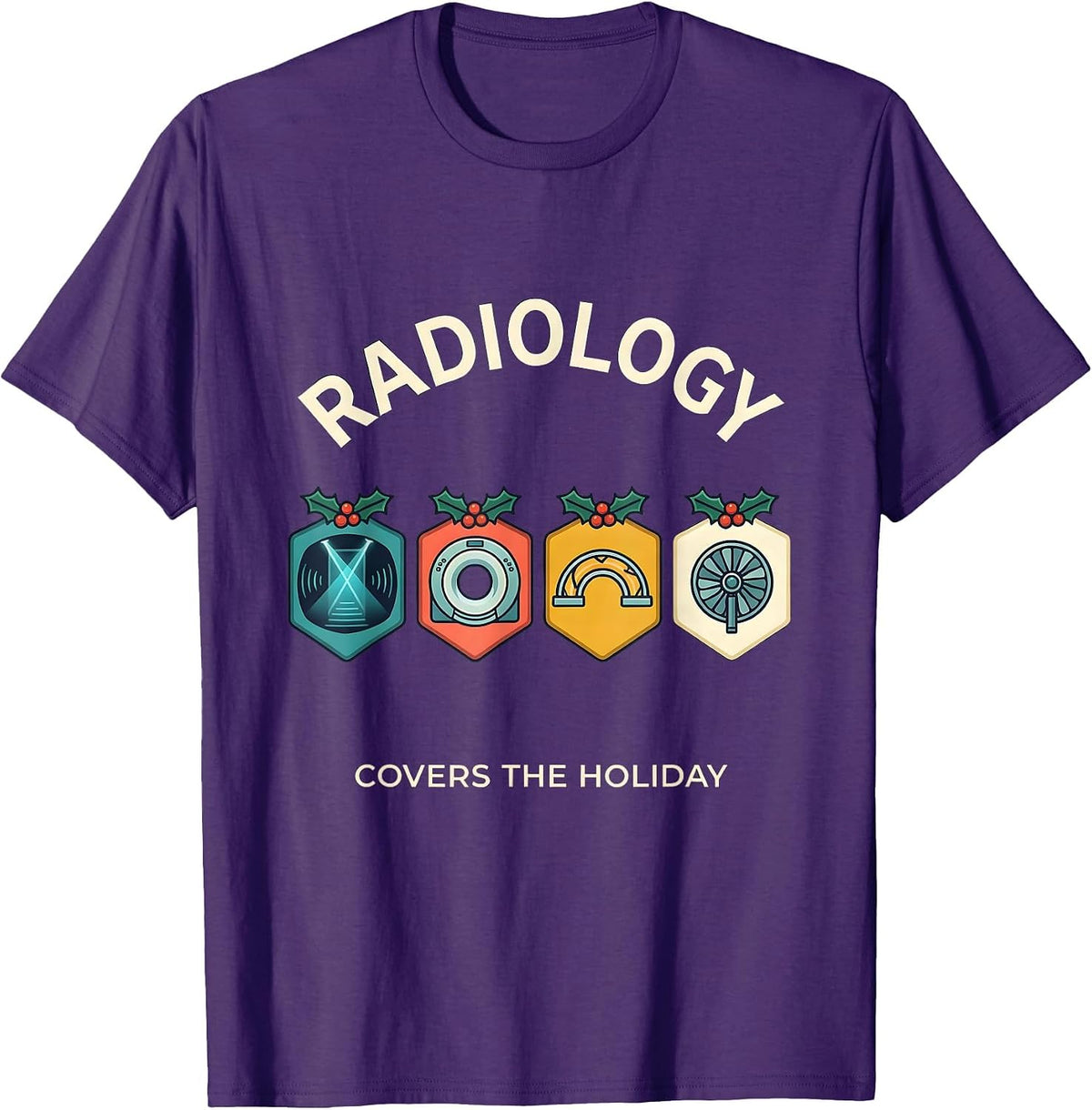 Men's Radiology Covers The Holiday Funny Xray Tech Christmas T-Shirt - Purple