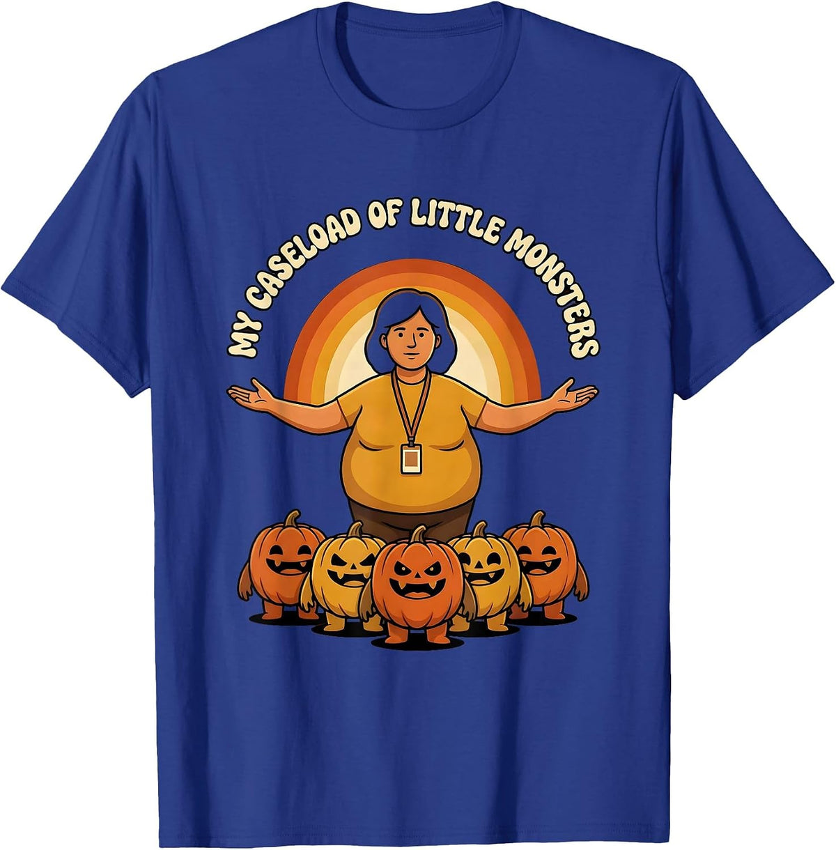 My Caseload Of Little Monsters Retro 70s School T-Shirt - Royal Blue