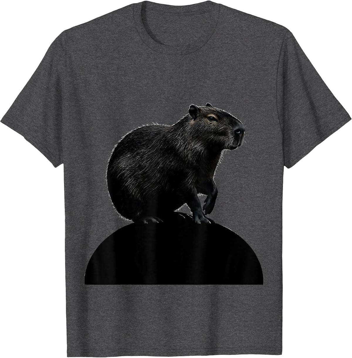 Men's Capybara Silhouette Funny Gamer Meme Humor T-Shirt - Dark Heather Grey