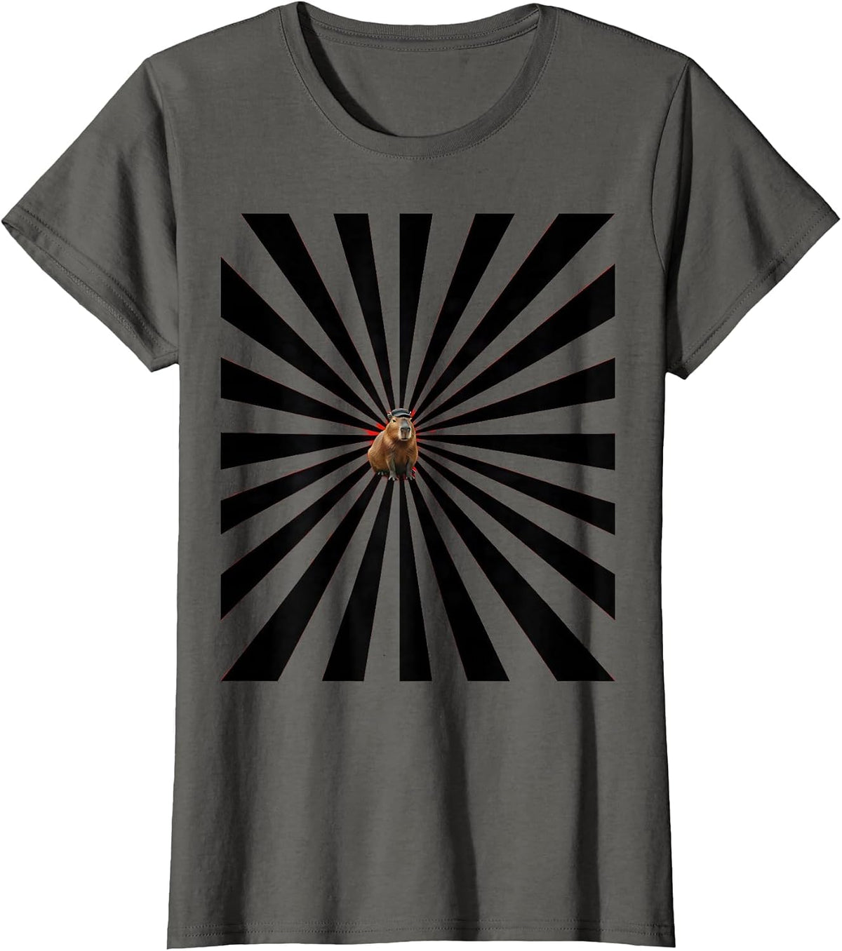Women's Sunburst Seal Capybara Funny Animal Meme Humor T-Shirt - Asphalt Grey