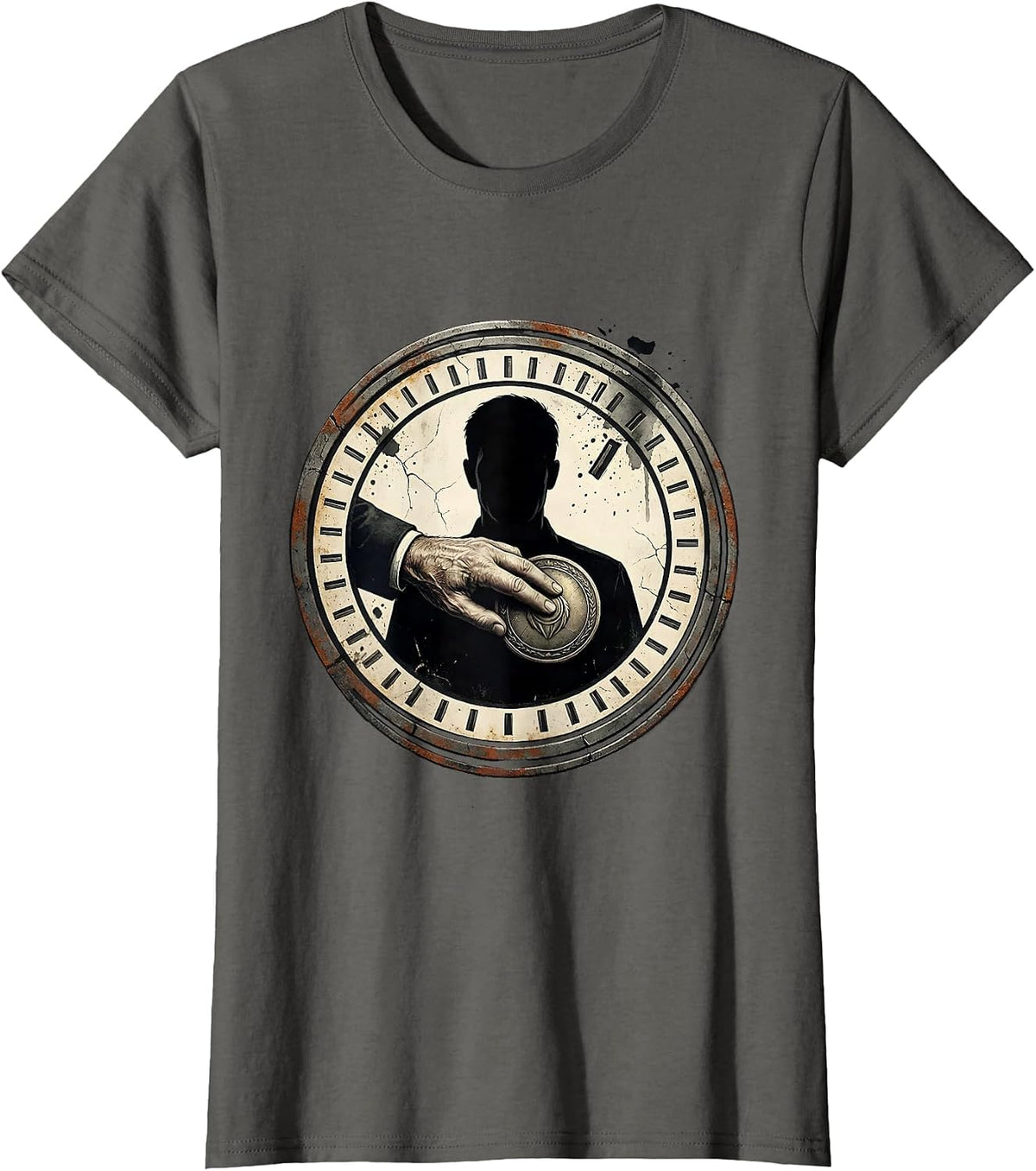 Women's Favorite Son In Law Distressed Badge Humor T-Shirt - Asphalt Grey