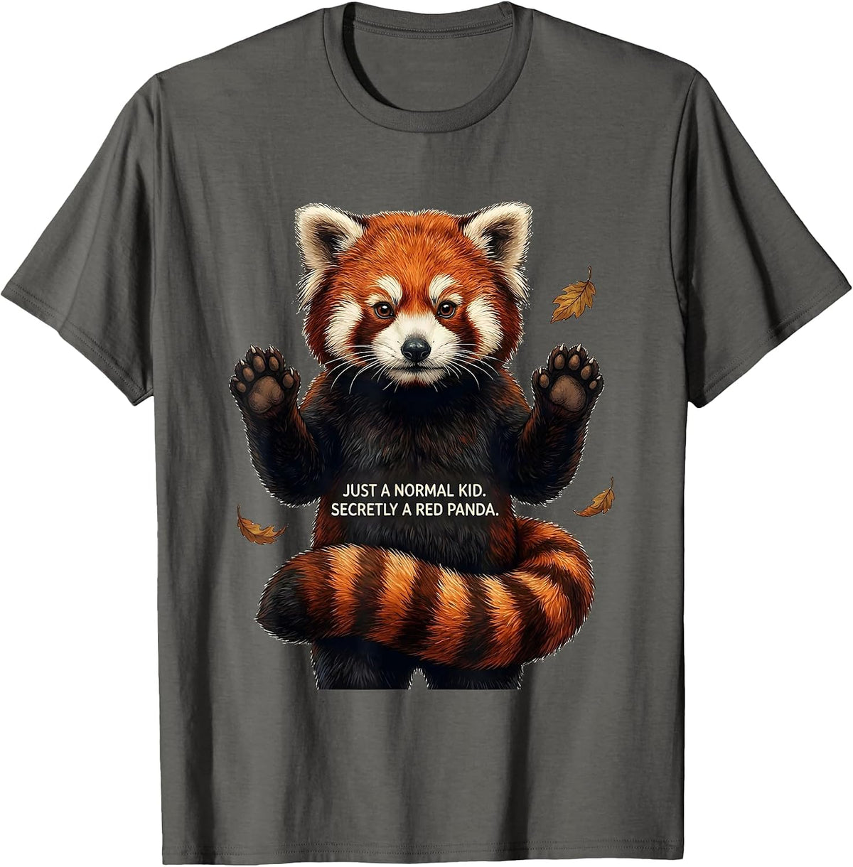 Just A Normal Kid Secretly A Red Panda Halloween Costume T-Shirt - Asphalt Grey