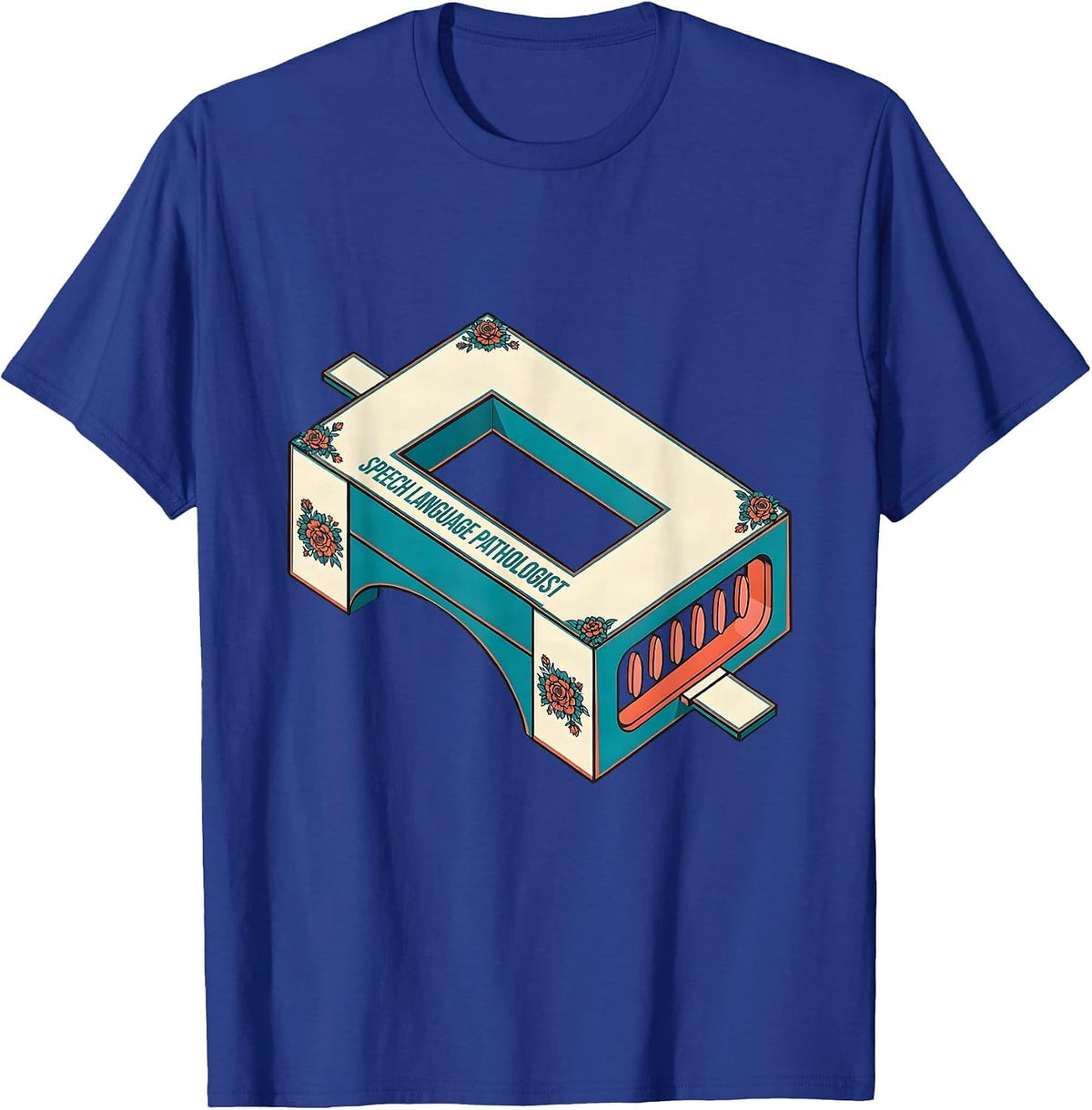 Speech Language Pathologist Retro Floral SLP Therapist T-Shirt - Royal Blue