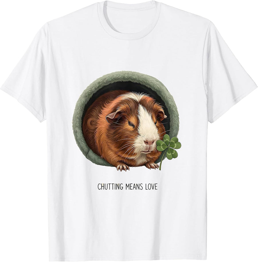 Chutting Means Love Funny Guinea Pig Cavy Lover Pet Humor T-Shirt - White